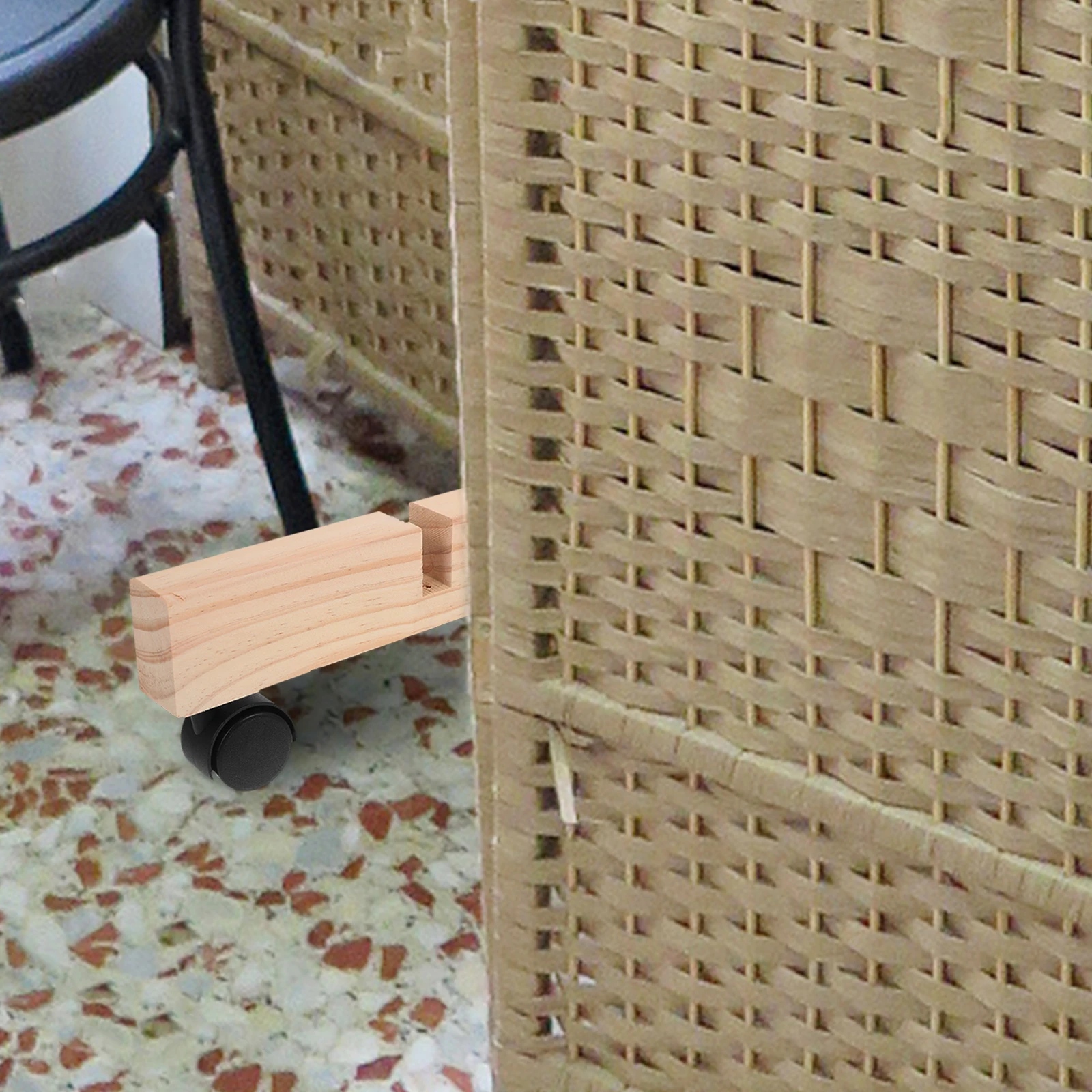 

2pcs Room Stand Base Screen Divider Bracket Partition Brown Wheels Bedroom Living Office Foldable Wooden Home Supply