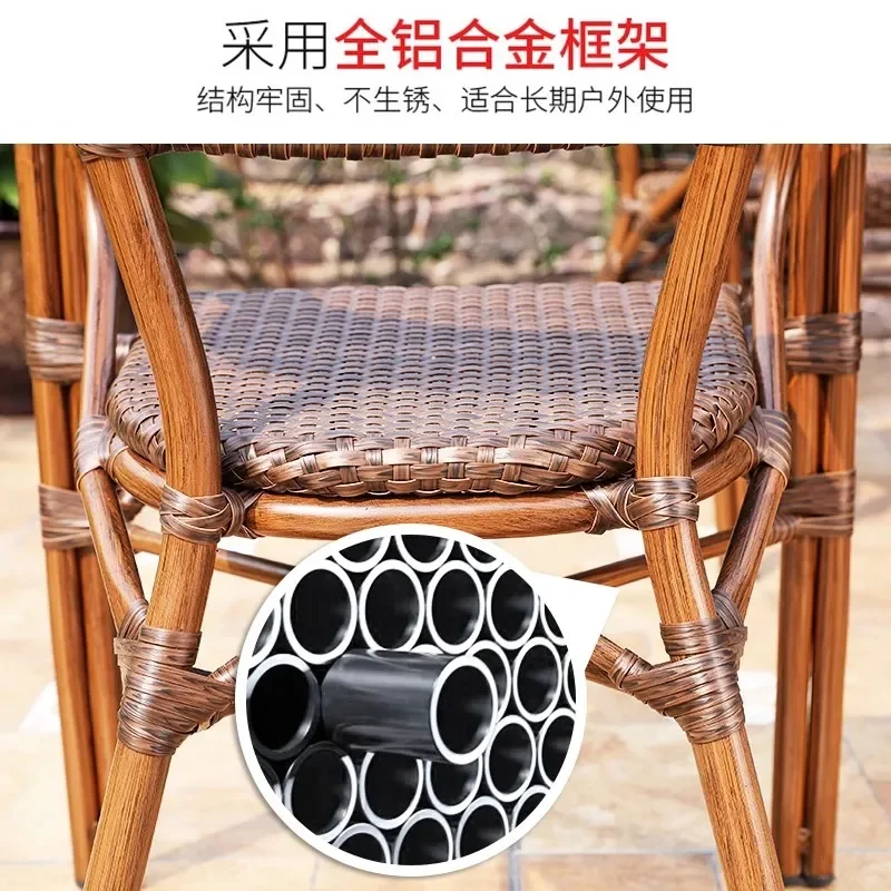 Purple Leaf Outdoor Rattan Table and Chair Set Balcony Garden Patio Casual Coffee Tea Table Furniture Combination for