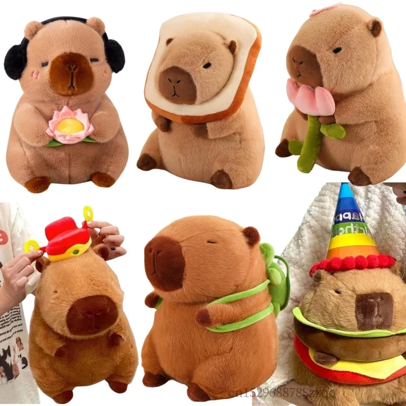 Hot Sale Kawaii Capybara Flower Plush Doll Simulation Stuffed Toy Animals Super Soft Funny Boys Girls Birthday Gifts Home Decor