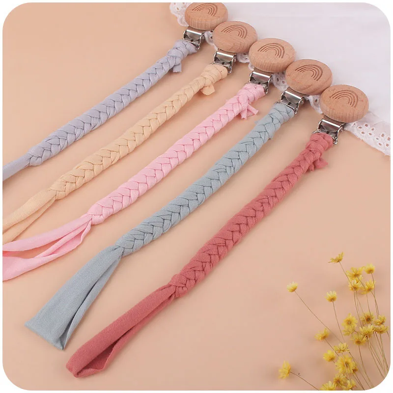 1Pcs New Pacifier Clip Chian Holder Beech Wooden Clips Teether Toy for Baby Chew Rattles Mobiles Newborn Nursing Accssories