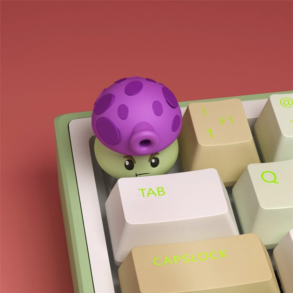 3D Fantasy PVC Keycaps - Sunflower & Peashooter Shapes, Vivid Design, Durable & Light, MX-Compatible for Gaming Keyboards