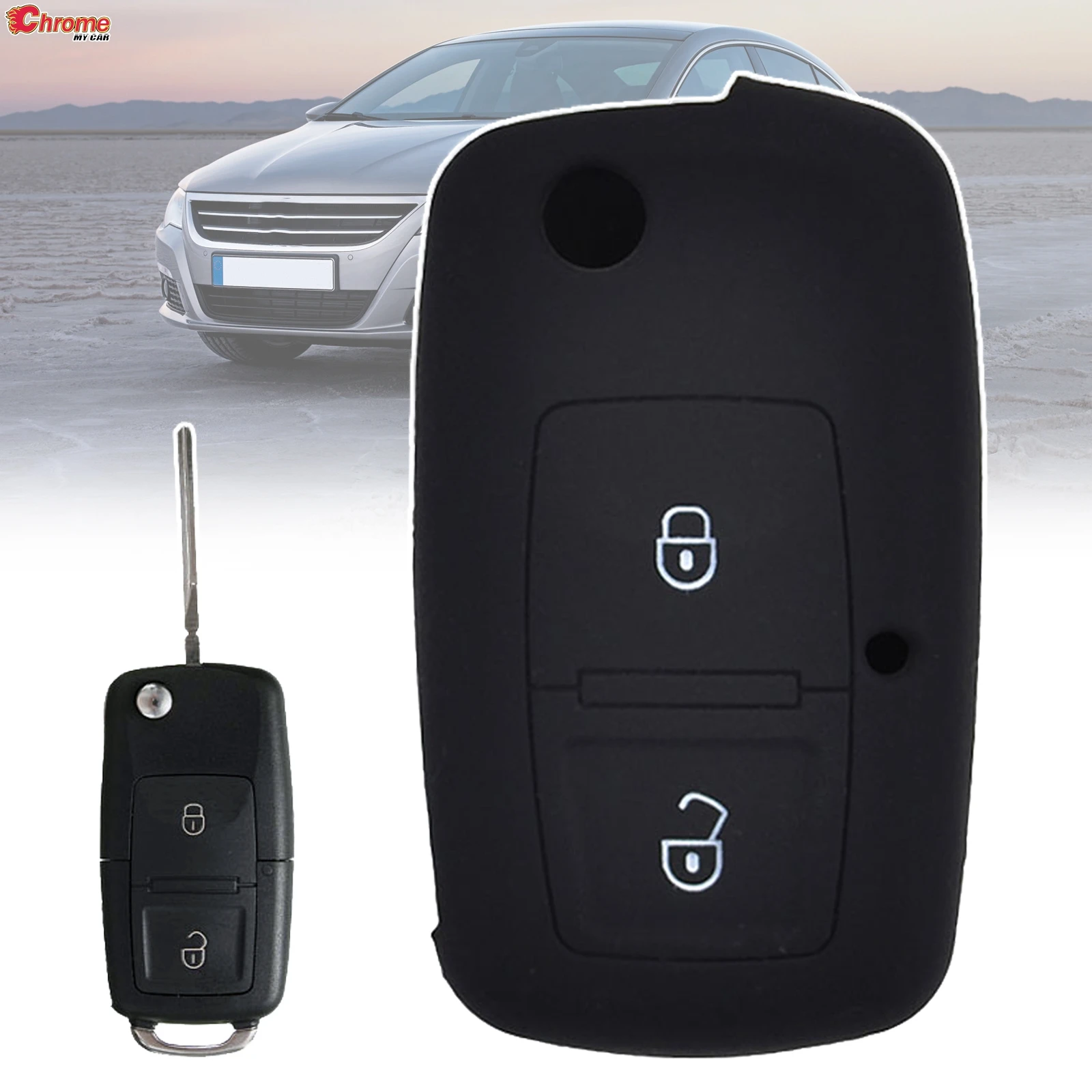 2 Button Key Case Cover For VW Golf Bora Lupo Passat Polo Sharan Transporter 2000 -2008 Silicone Fob Shell Skin Protector