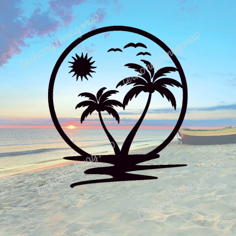 

Beach Sunset Car Sticker Palm Tree Truck Camping Car Vinyl Sticker Windshield Window Bumper Car Decoration Accessories