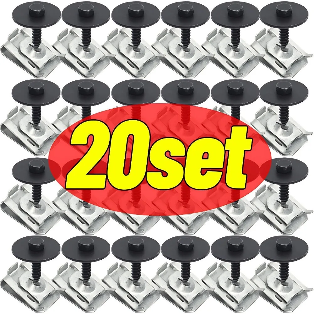 20/1set Bumper Cover Fender Splash Guard Screw and U-Shape Self-Locking Nut Kit for BMW Bumper Repair Kit 07146951655