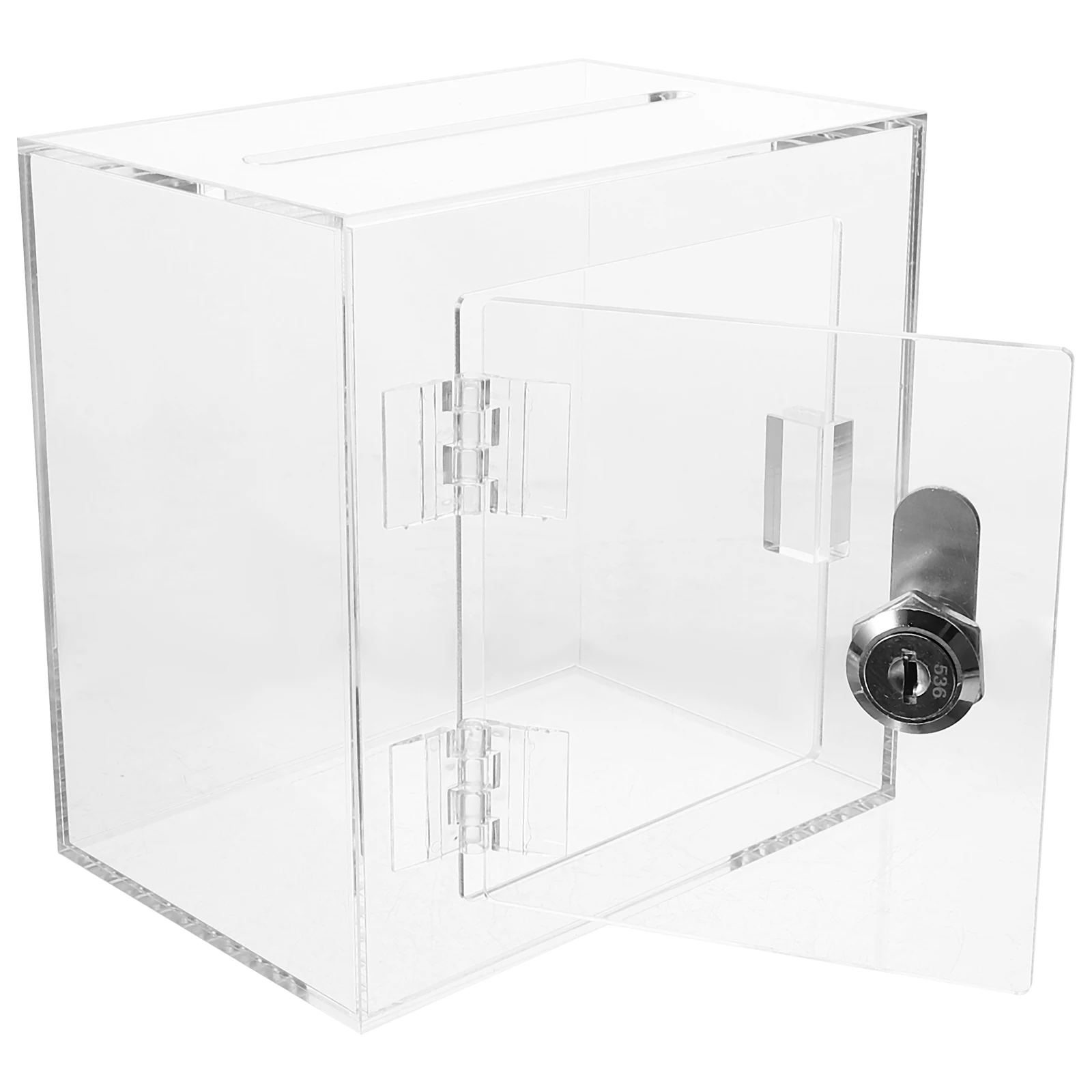 

Donation Box Clear Acrylic Suggestion Box Lock for Fundraising 150X100X150MM Storage Container Letter Post Boxes