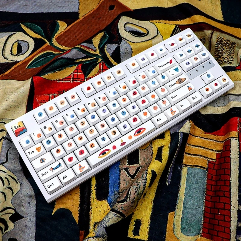 136 Kunci Kartun XDA Profil Tombol PBT Pewarna Sublimasi untuk Cherry MX Cocok 61 68 75 87 104 108 Drop