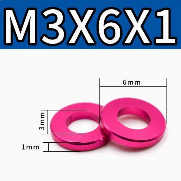2pcs Aluminum Alloy Anodised Metric Colourful Flat Washers Spacer Gasket Flat Washer For Rc Part T 0.25/0.5/1/1.5/2/2.5/3mm