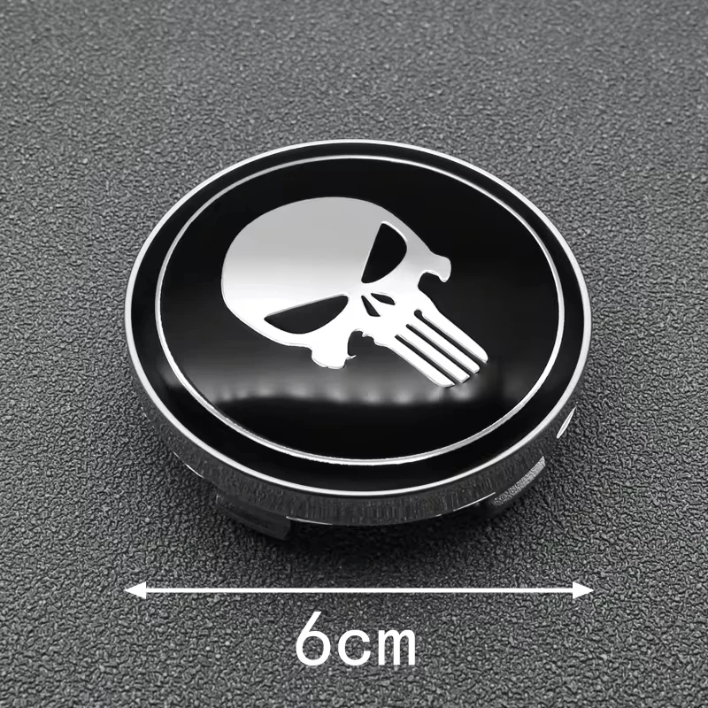 4PCS 56MM 60MM Skull Emblem Wheel Center Hub Cap Car Rims Dust-proof Cover Hubcaps Sticker Auto Styling Accessories