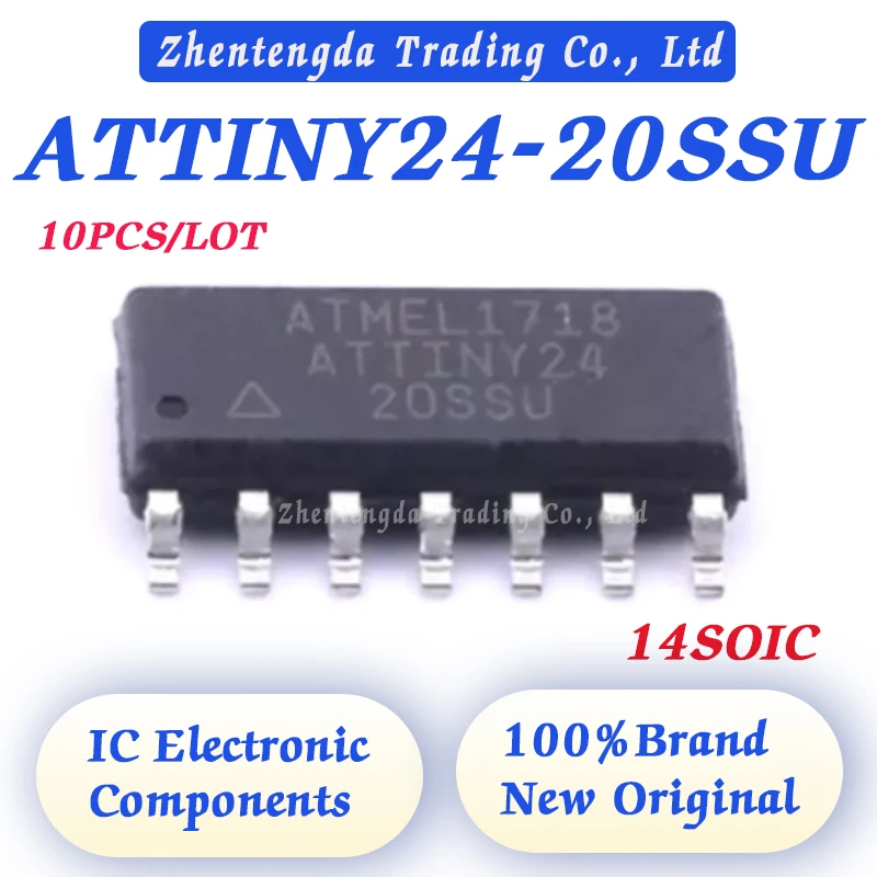 10PCS/LOT ATTINY24-20SSU ATTINY24-20 ATTINY24 ATTINY IC MCU 8BIT 2KB FLASH 14SOIC