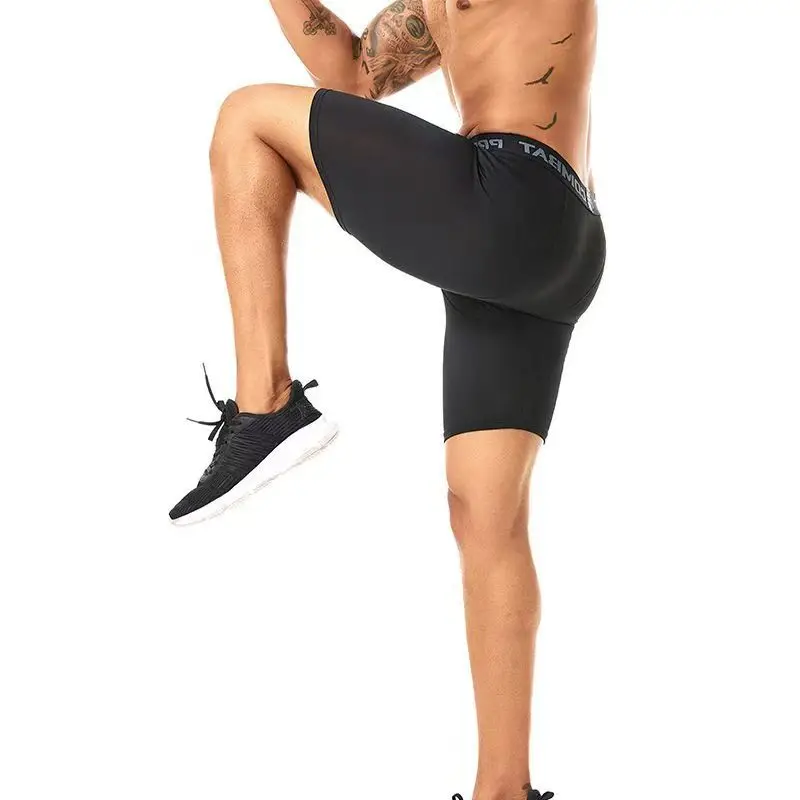 1 Pcs Men's Plus Size Black and White Long Sports Underwear Running Fitness Basketball Football Elastic Waist Shorts Teenagers