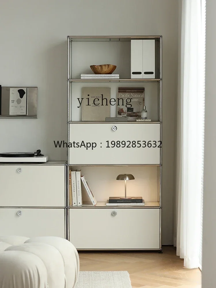 

D1medieval bookcase module combination cabinet stainless steel ins living room display cabinet