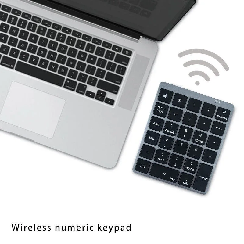 28 Keys Numerical Keyboard Rechargeable Bluetooth Wireless Mini Numpad Ultra-thin Ergonomic Computer PC Tablet Number Keypad