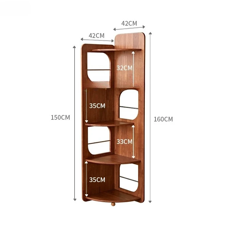 New Pavilion Corner Storage Rack Solid Wood Triangle Cabinet Small Apartment Living Room Corner Display Shelf