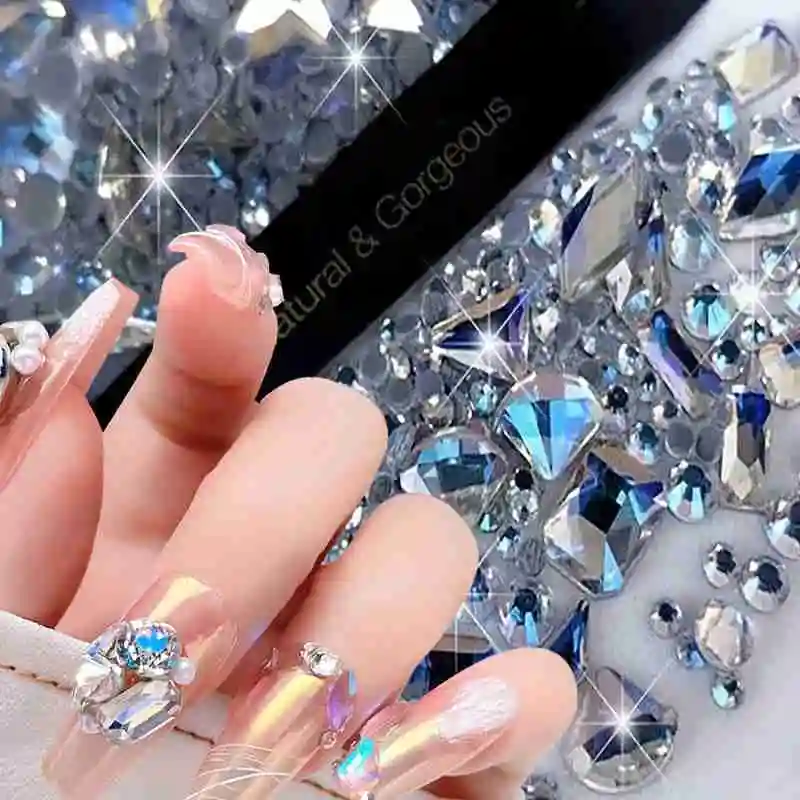 150Pcs Round Flatback Glass Rhinestones Plus 20Pcs Odd Shaped Jewelry DIY Design Making Beads Beauty Decorations For Nail Art