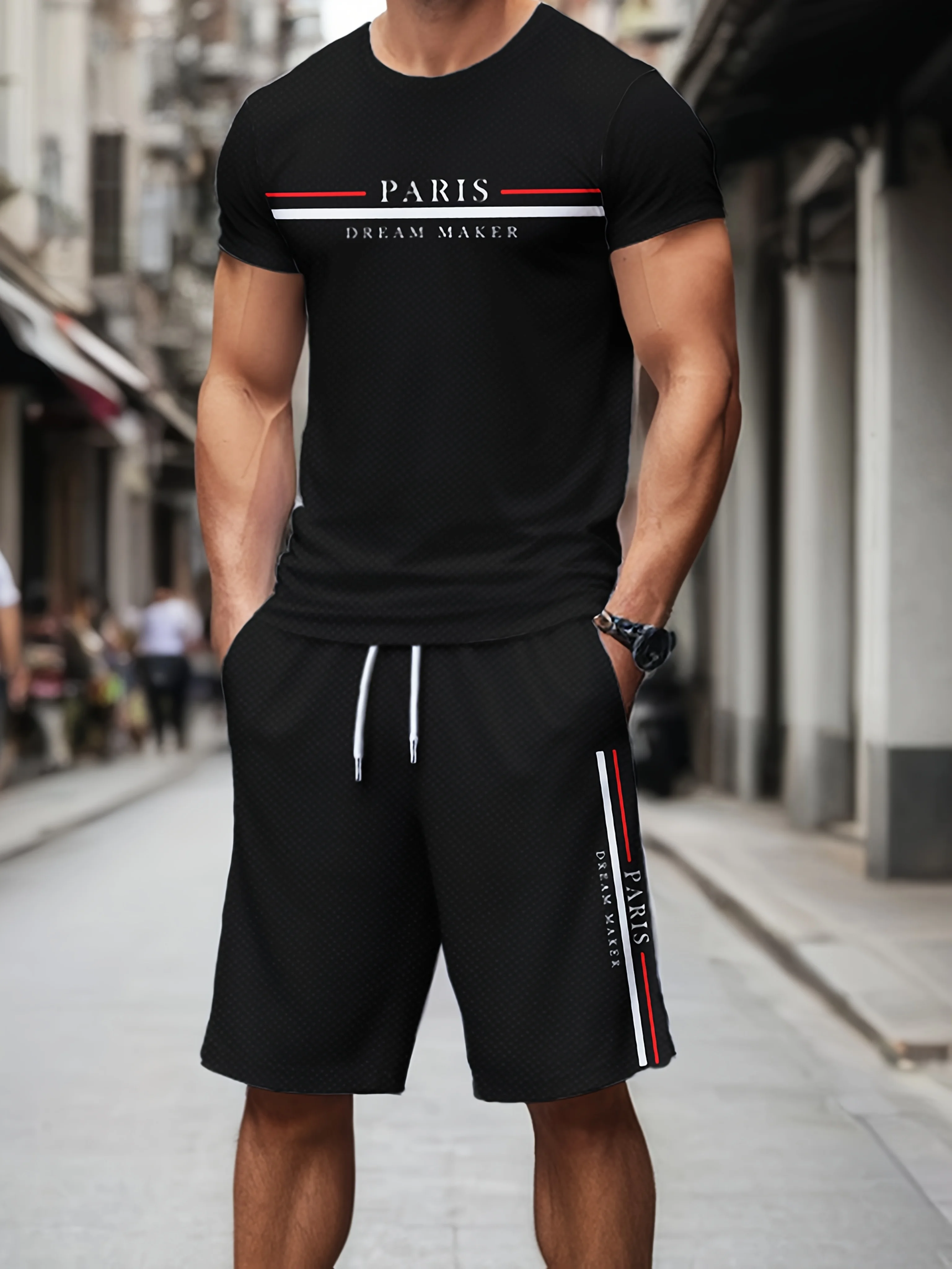 بدلة رياضية رجالية كبيرة الحجم 2 قطعة س الرقبة قصيرة الأكمام قميص السراويل مجموعة سريعة الجافة تشغيل البدلة زائد حجم تي شيرت رجل الملابس #3