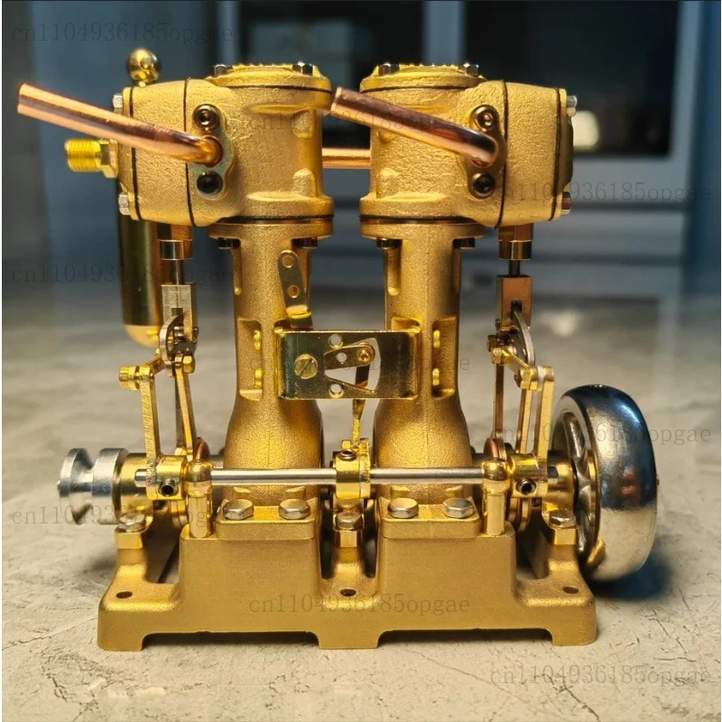 Dual-Cylinder Mini Steam Engine Model - Detachable Boat Train Mechanical Ornament for Home Decor