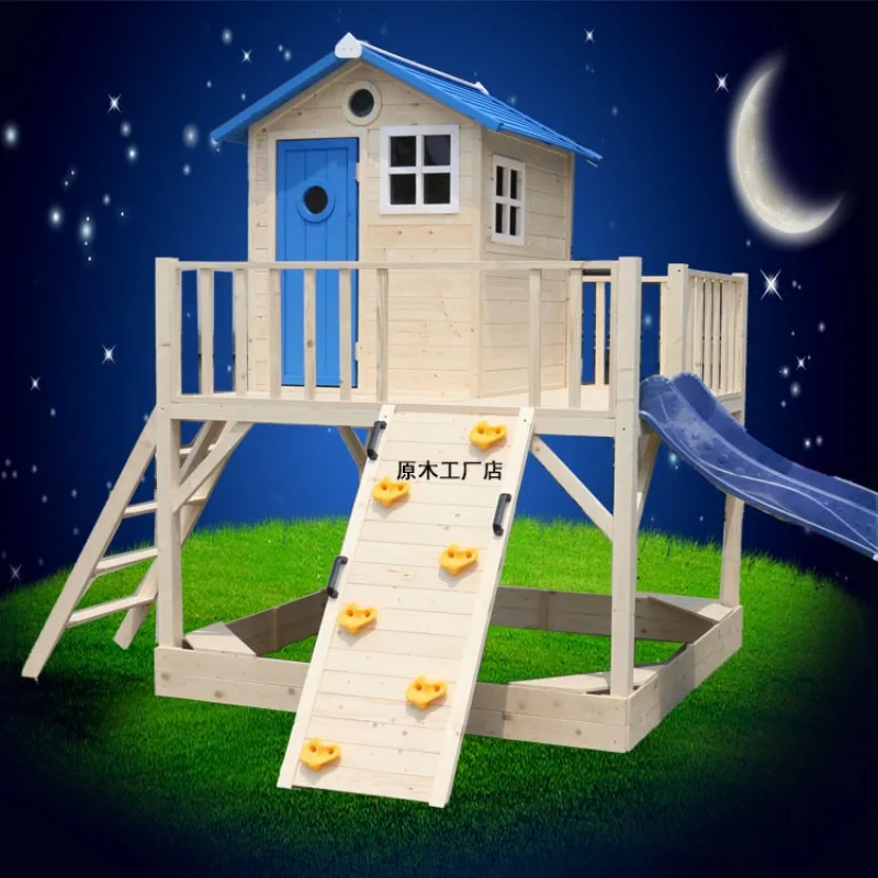 Kindergarten Outdoor Cabin Doll Play House Large Toy Tree House Climbing Amusement Park Slide Children's Wooden House