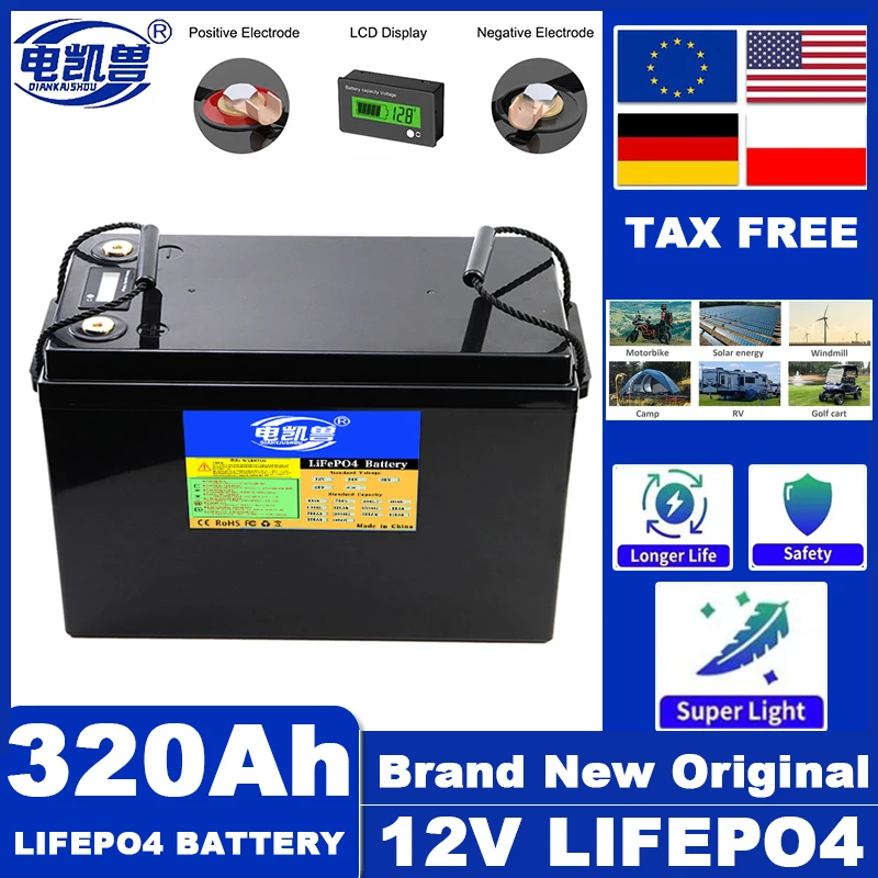 

12.8V 320AH 160AH 100AH 200AH 300AH 24V 100AH 150AH LiFePO4 Battery 12V 24V Lithium Iron Phosphate rechargeable Batteries no tax