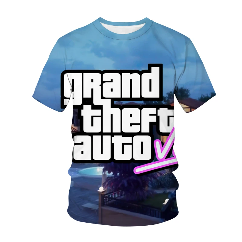 Grand Theft Auto GTA 6 T-Shirts Game 3D Print Streetwear Men Women Casual Fashion Oversized T Shirt Kids Tees Tops Man Clothing