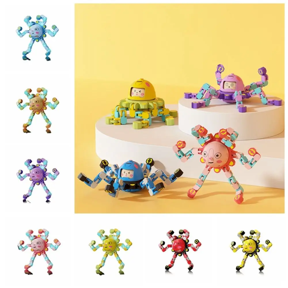 البلاستيك الميكانيكية مضيئة جيروسكوب الأخطبوط روبوت لا المقاومة الإصبع تنوعا سلسلة دوران توهج في الظلام