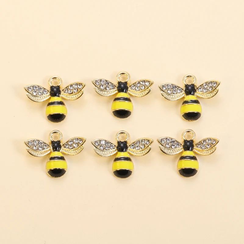 10 Stück süße Emaille Biene Waben Charms für DIY Schmuckherstellung Ohrringe Anhänger Halsketten Armbänder handgemachte Geschenkzubehör – Detail 7
