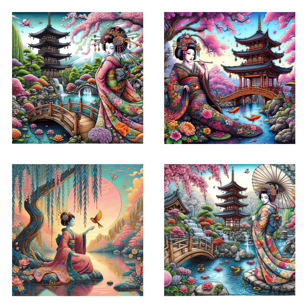 

Woman with Kimono Geisha Figure 1024 PCS Jigsaw Puzzles Challenging Family Activity Games for Gameroom Bedroom Home Decor Gift