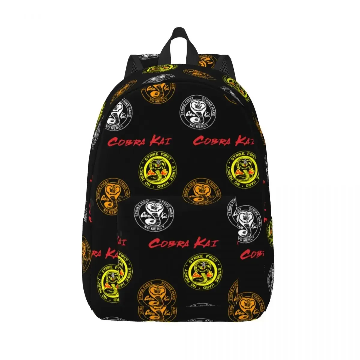 

Cobra Kai Sticker Pack Backpack for Preschool Primary School Student Never Dies Karate Kid Bookbag Boy Girl Daypack with Pocket