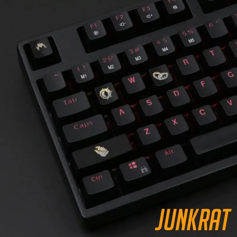 オーバーウォッチゲーム用のバックライト付きabsキーキャップ,メカニカルキーボード,光沢のあるキーキャップ,ow,Black, 4ピース/セット