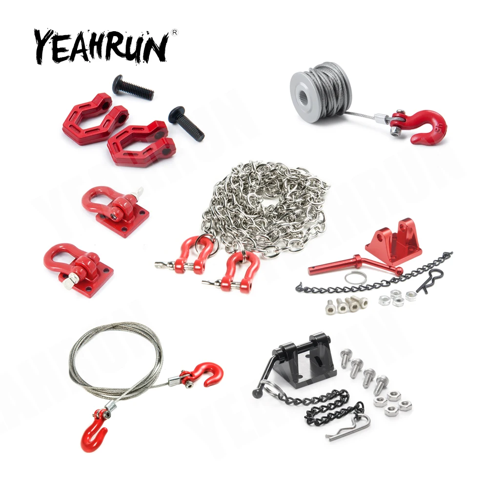 YEAHRUN RC Car Metal Trailer Tow Hook Accessories for 1:10 RC Crawler TRX-4 TRX-6 Axial SCX10 90046 AXI03007 Redcat MST