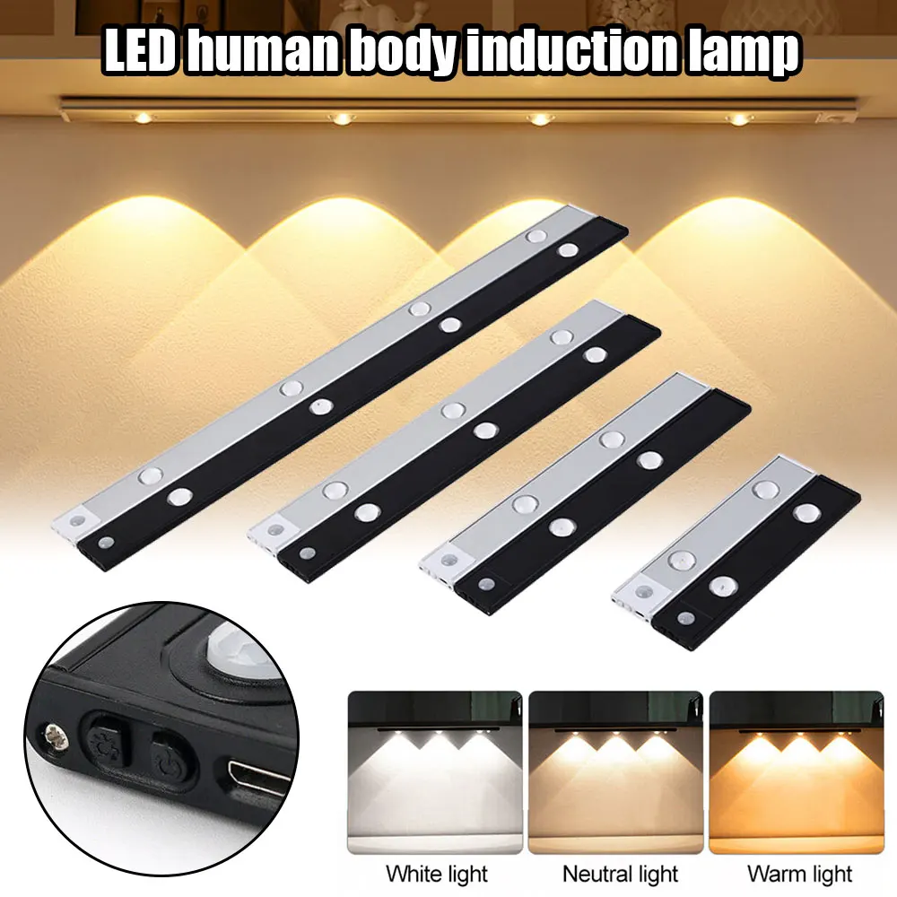 LED Kitchen Under Cabinet Light Rechargeable Motion Sensor Suitable for Closet Wardrobe Decoration Lamp20/30/40/50cm Night Light