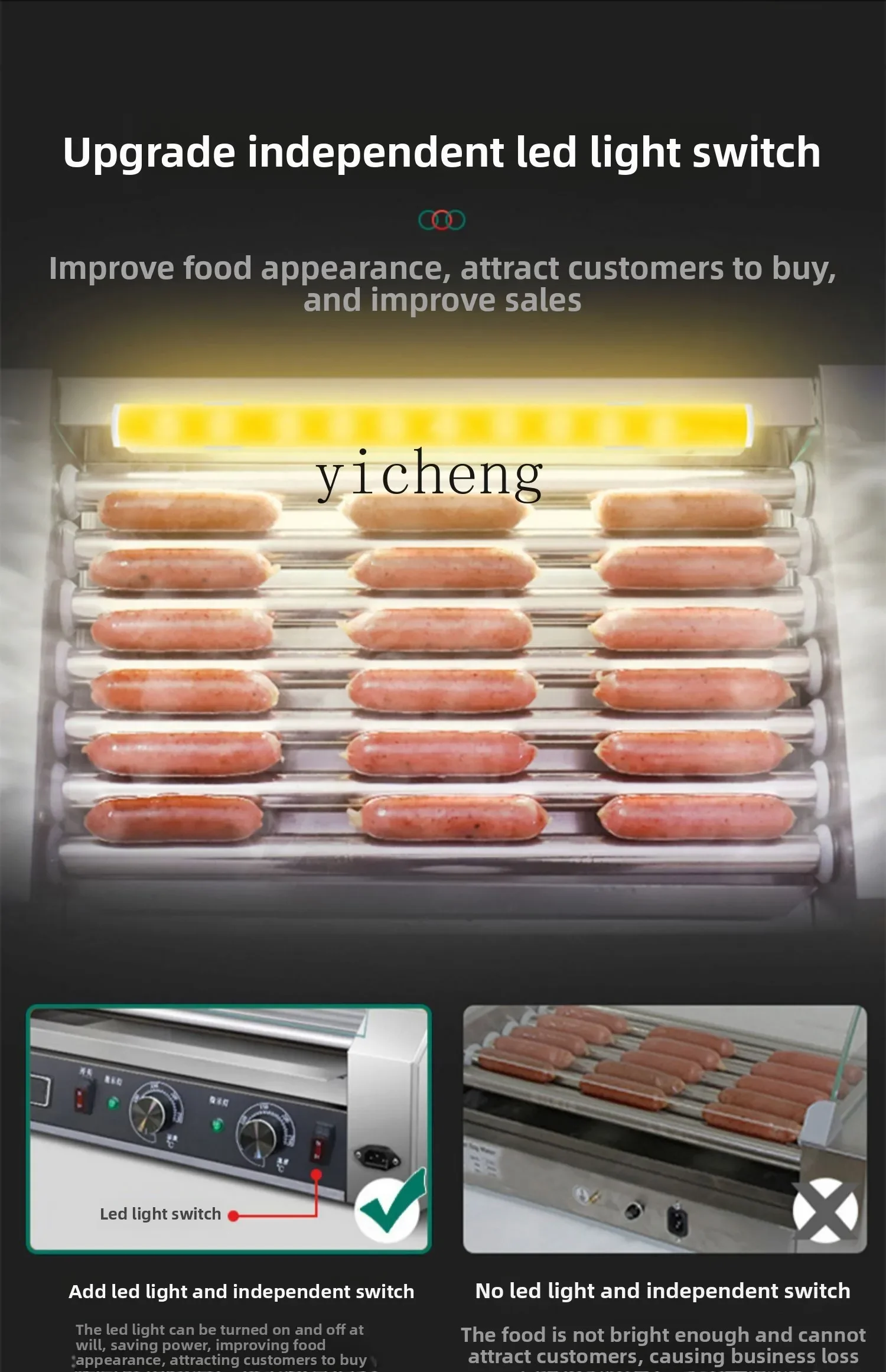 TQH Hot Dog Machine Sausage Grill Machine Commercial Small Automatic Sausage Grill Machine Household Desktop Grill
