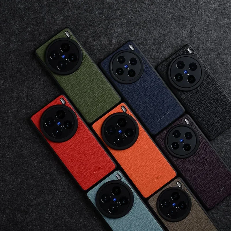 حافظة جلد البقر الأصلي من Melkco Litchi بطبقة علوية لهاتف Vivo X100S Pro X200S X100 Ultra X200 Pro غطاء ممتص للصدمات صغير #3