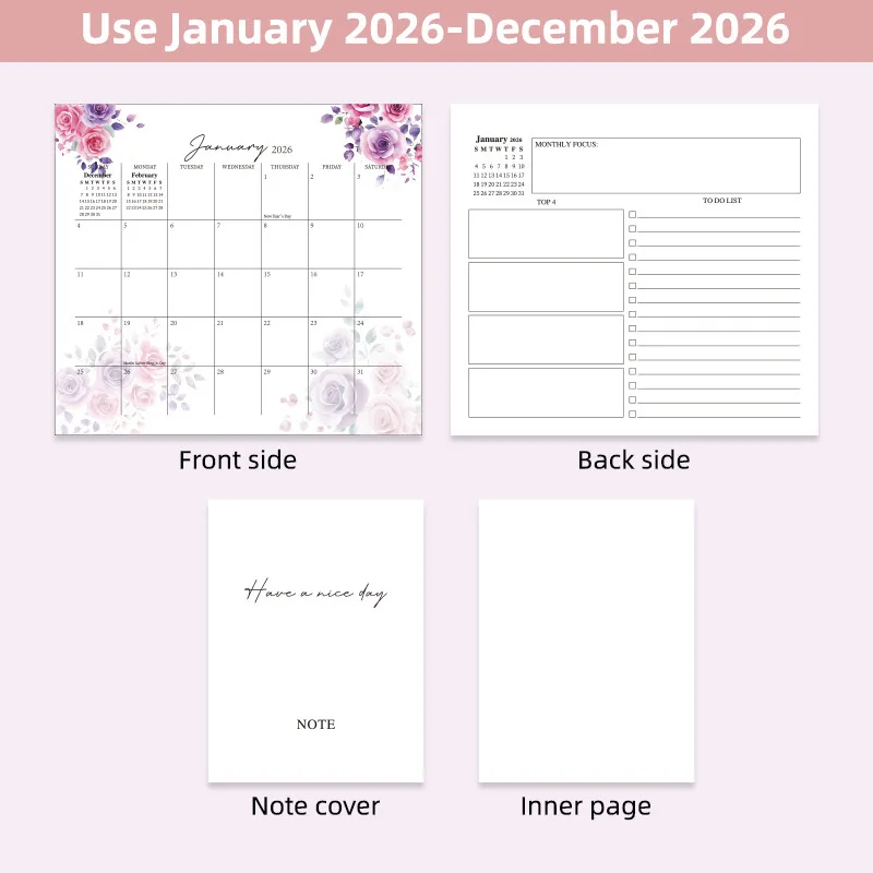 2026 Calendar Desk Calendar Creative Desktop Ornament Self-Discipline Tracking Monthly Planner Notepad Planner Minimalist Design