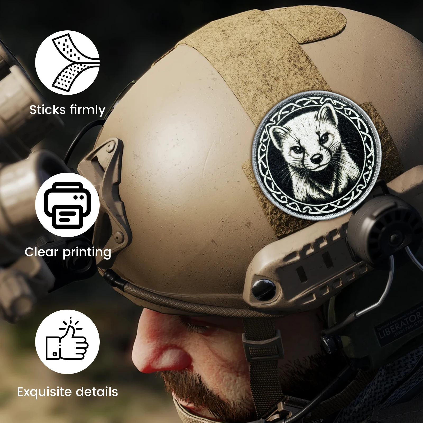 Weasel Printing Patch Tactical Vest Hook and Loop Badge Backpack Morale Appliques Stickers Armband DIY Patches for Clothing