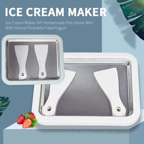 Diy 튀긴 요구르트 기계 휴대용 미니 아이스크림 기계 2 얼음 삽 2023 새로운, 미니 냉장 스테인레스 스틸 플레이트 