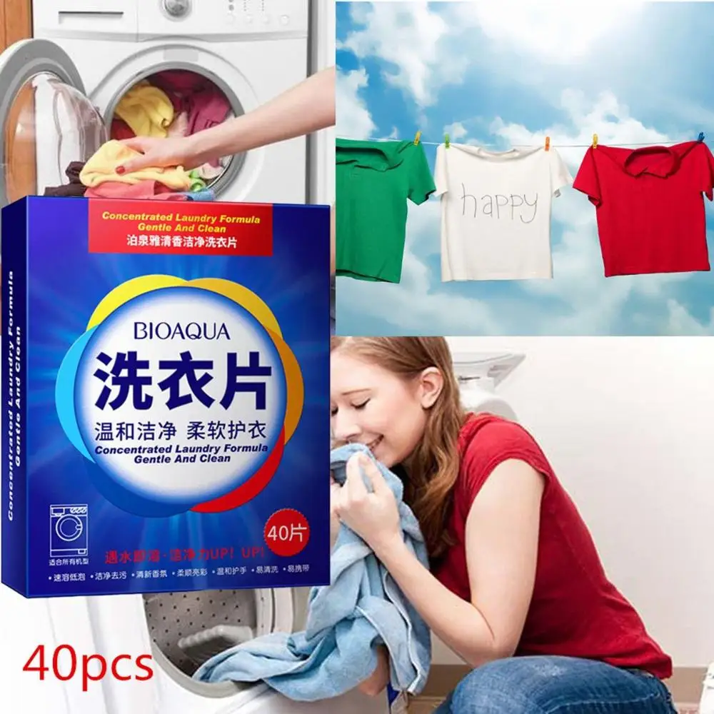 40pcs/Box For Washing Machine Household Laundry Detergent Sheet Cleaner Washing Powder Cleaning Suppiles