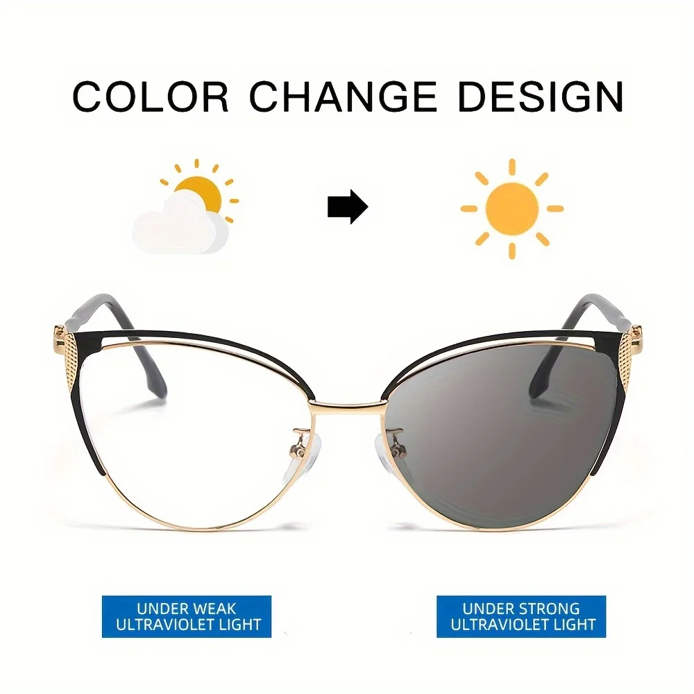 

fashionable anti blue light glasses women men unisex color shift metal For cat eye frame trendy For vision care eyewear
