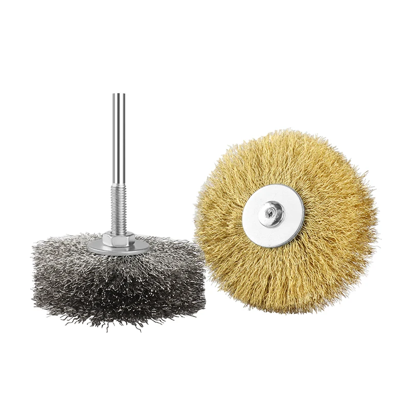 Wire polishing head for woodworking, wood peeling, metal rust removal, cleaning, stainless steel wire brush head with handle