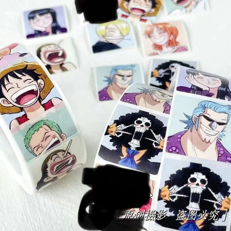 500 pcs One Piece Animation Kawaii Luffy Sorona Beauty Robin Usopp Sealing Sticker Mobile Phone Computer Decorative Roll Sticker images - 6