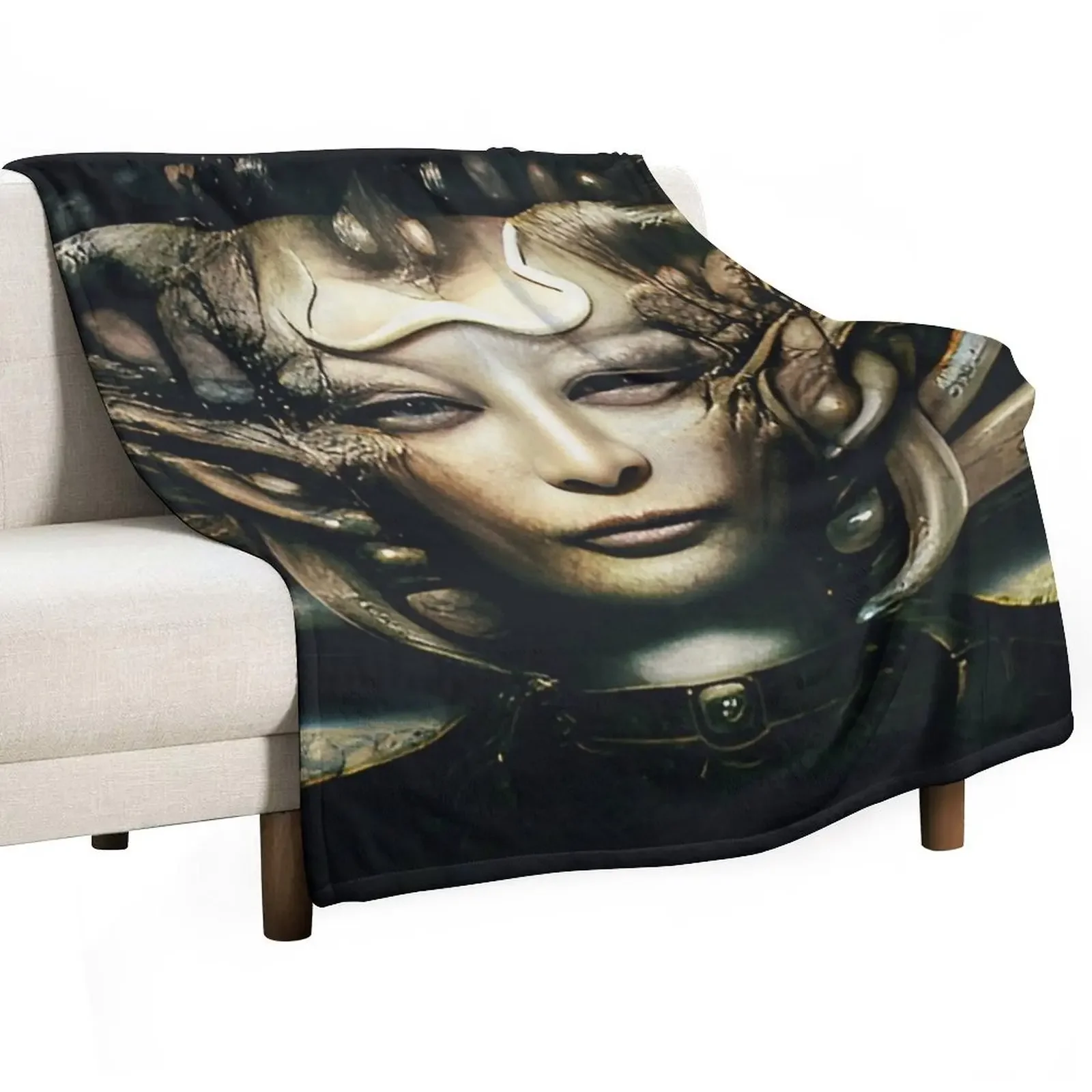 HR Giger Xenomorph Woman Throw Blanket Vintage Weighted Blankets