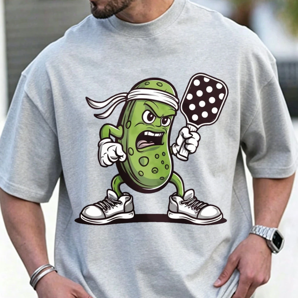 Decisive Pickles Role Play Pickleball Printed T-shirt Men's Tshirt Summer Casual Short-sleeved T-shirt Graphic T Shirts Y2k Top