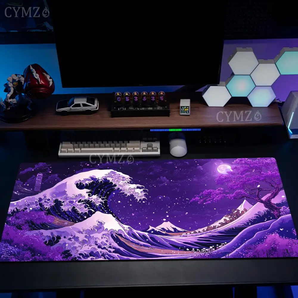 Neon-style artistic waves Mouse Pad Desk Mat rubber anti-slip Durable desk accessories Keyboard desktop pads gaming mat maus pad