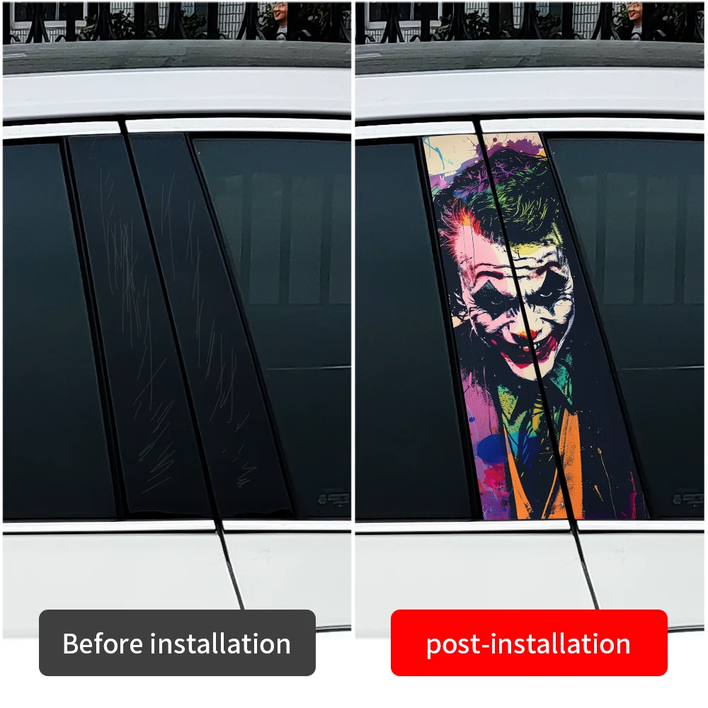 Graffiti Joker Car Stickers B-pillar Vinyl Decal Waterproof Auto Center Pillar Sticker Cover Scratches Vehicle Decor Accessories