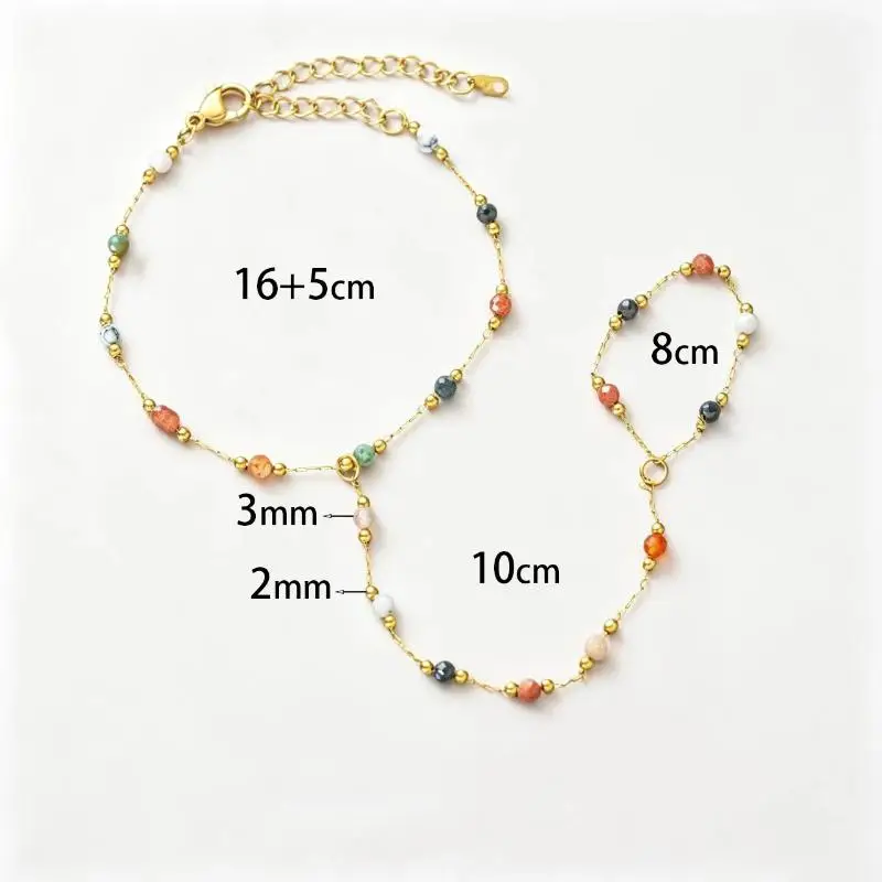 Süßes, farbenfrohes, mit Kristallperlen besetztes Blumenarmband aus Edelstahl in Goldfarbe, integrierte Finger- und Handgelenkskette für Damen, Schmuck – Detail 6