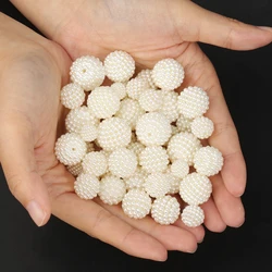 10-20mm ABS Beige Bayberry Beads Imitation Pearl Off White Round Loose Beads Jewelry Making Supplies Earrings Necklace Accessory