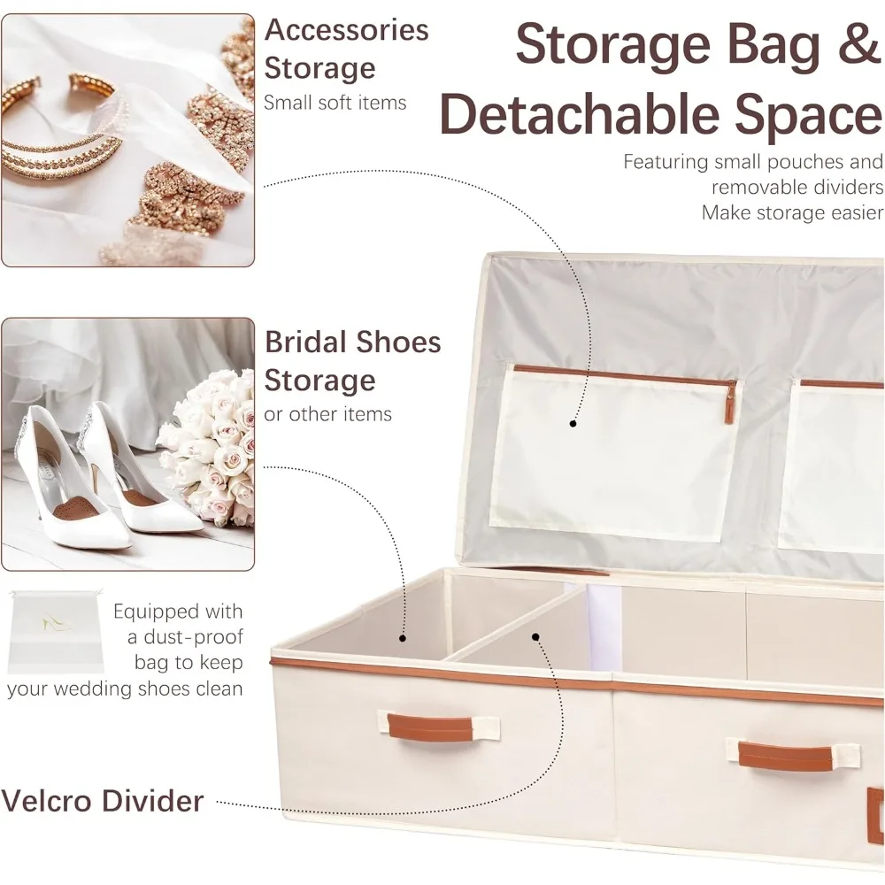 Caja de almacenamiento grande para vestido de novia con papel sin ácido y guantes de microfibra para preservación