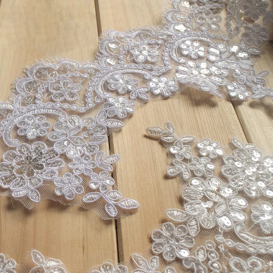 1Yard Car Bone Lace Fabric For Wedding Dress DIY Accessories 14CM Wide