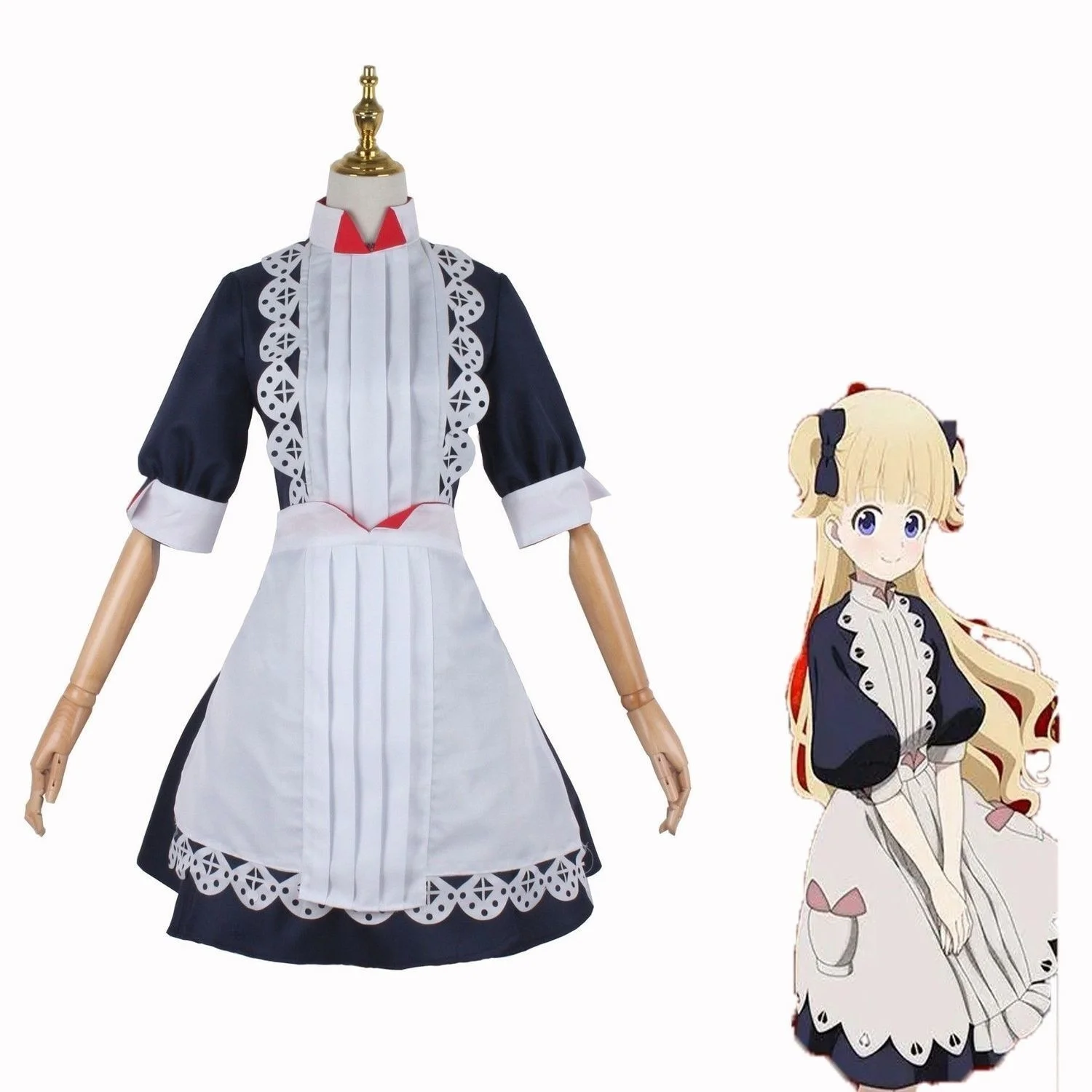 

Shadow House Emily Cos Costume Emily Cosplay Anime Costume Lolita Blue and White Skirt Performance Costume