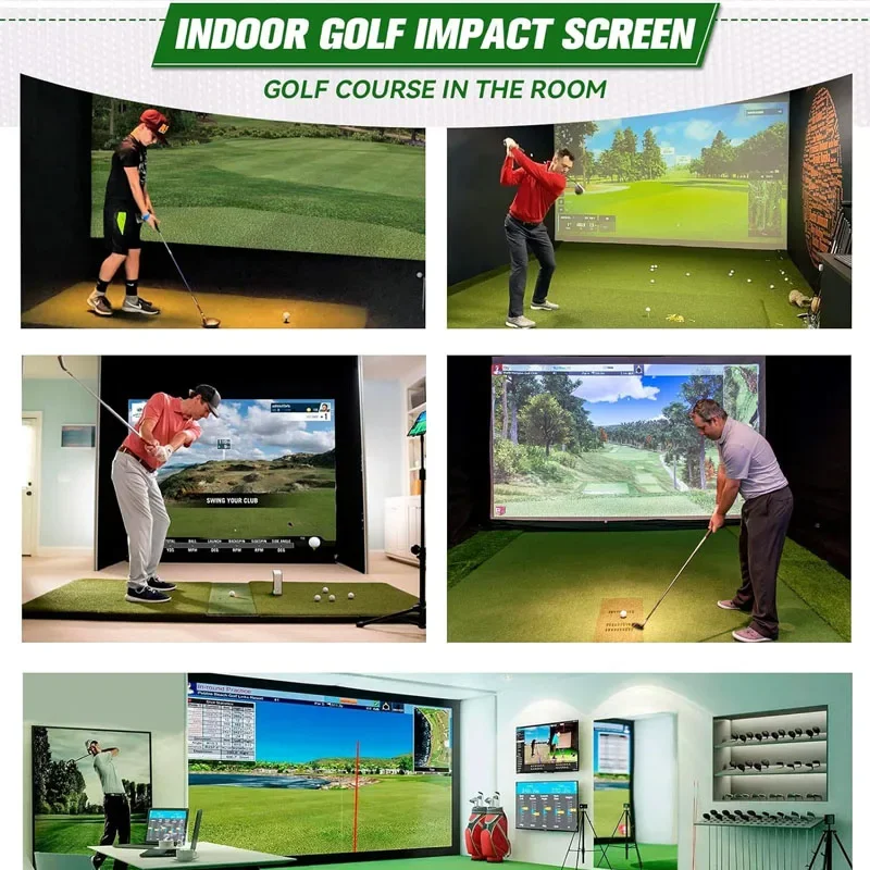 Custom Triple Layer Air Mesh Sound Proofing Golf Training Aids Golf Practice Net Indoor Golf Simulator Enclosure Impact Screen