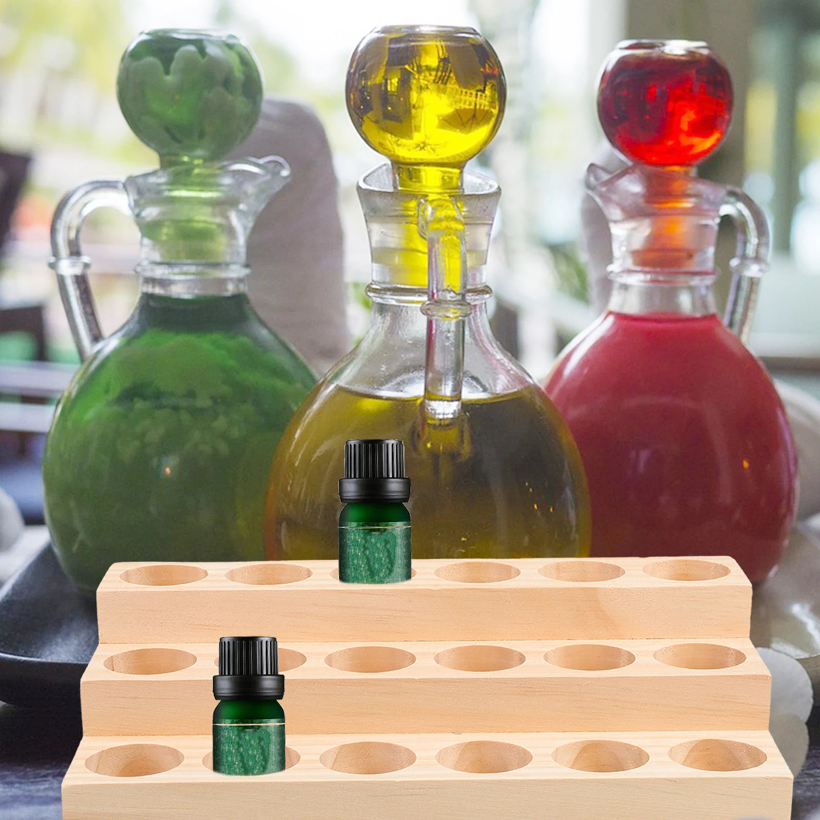 

Essential Oil Storage Box Display Rack Wood Aromatherapy Organizer Wooden Stand Oils Bottle Desktop